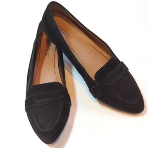 Vionic, Savannah Suede, Black orthotic loafers. Size 9